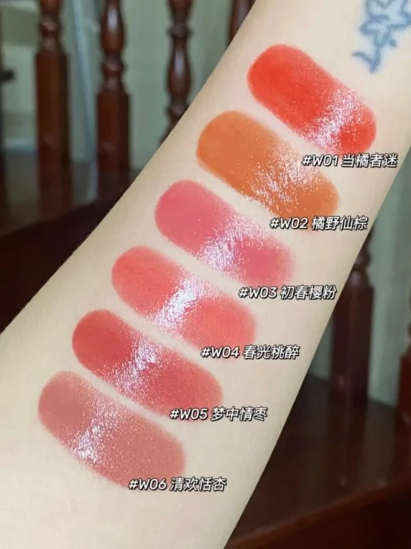 CARSLAN barras de labios hidratantes agua luz desvanecimiento líneas de labios brillo de labios tinte rojo naranja duradero leveza acuosa lápiz labial maquillaje