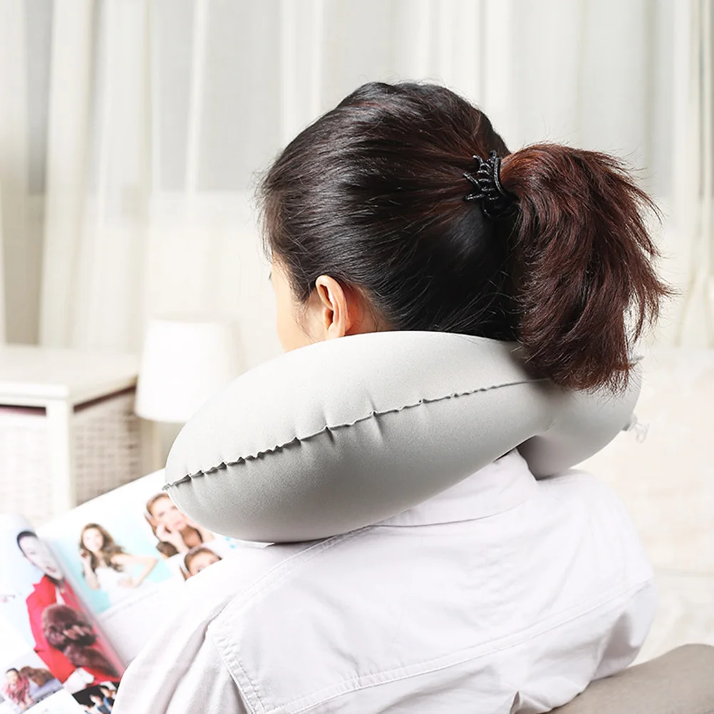 

Automatic Inflator U Shape Neck Pillow Grey Multi-Functional Travel Cushion Car Office Airplane Neck Support Pillow