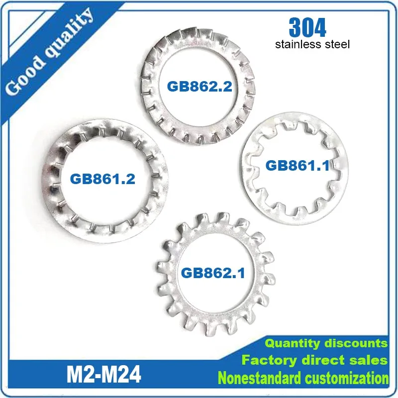 

10/50 M2 M2.5 M3 M4 M5 M6 M8 M10 M12 M14 M16-M24 A2-70 304 Stainless Steel External Internal Toothed Serrated Lock Washer Gasket