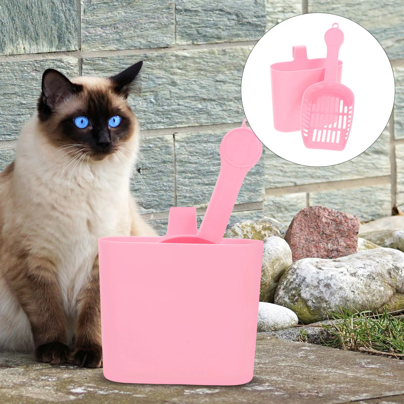 

2pcs Cat Litter Scoop Set Durable ABS Mesh Design Waste Removal Sifter Storage Container SafePetsFamily ClumpingCrystal Litter