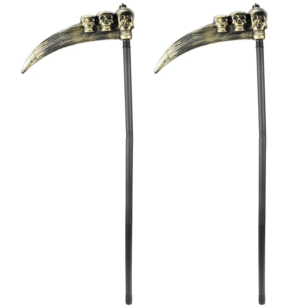 

2 Pcs Halloween Equipment Props Ghost Festival Simulation Stage Cos Three-section Stick Head 2pcs Decor Toy