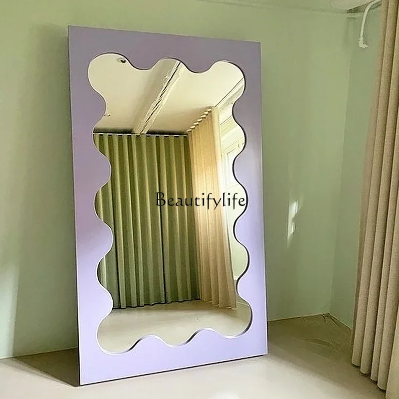 

yj21 Nordic full body mirror wave wall hanging art designer floor fitting mirror