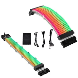 LianLi Strimer Plus V2, 5v A-RGB Power Extesion Cable 24P and 8PIN, For Motherboard ATX 24pin PCI-E GPU 16-12pin