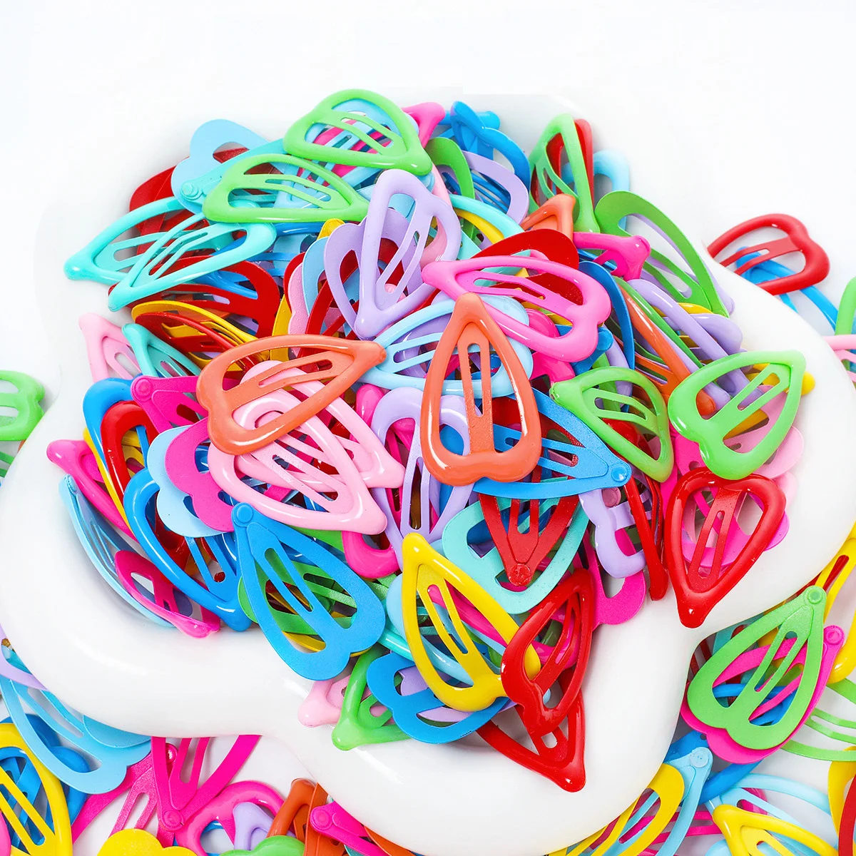 

100 PCS Heart Shape Oil Dripping Snap Clips For Baby Girls Candy Color Dopamine Hairpins Kids Hairgrips DIY Hair Accessories