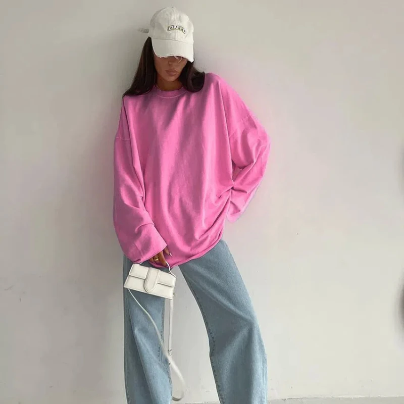 

Spring Autumn New Fashion Crew Neck Long Sleeve Solid Color T-Shirts Women's Clothing Loose Casual All-match Korean Commute Tops