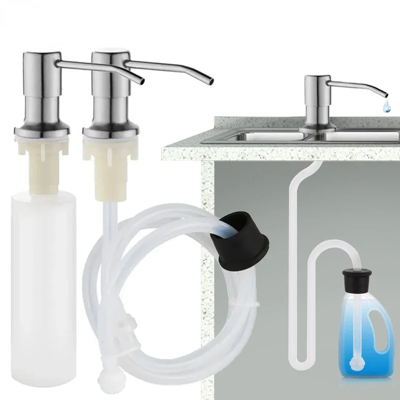 Kitchen Sink Liquid Soap Dispenser Pump Stainless Steel 350ML 500ML Liquid Soap Bottle Sink Mount Hand Pressure Soap Dispenser