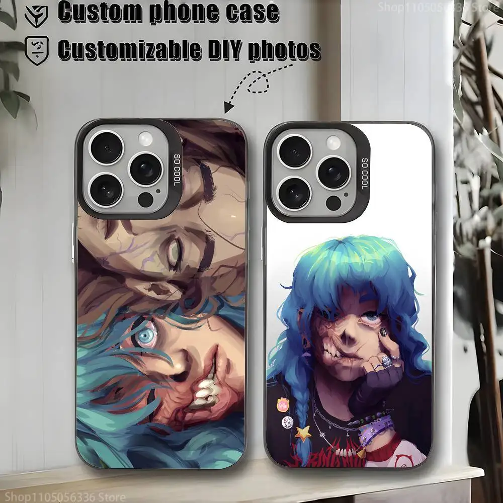 Cartoon S-Sally Face SF Phone Case For iPhone 16,15,14,13,12,11,Mini,Pro,MAX,plus,Black Matte Shockproof Cover