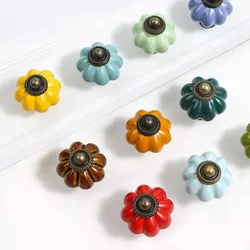 Ceramic Cabinet Knobs and Handles Cupboard Door Handles Drawer Pulls 33*38mm Pumpkin Furniture Handle for Home Decor