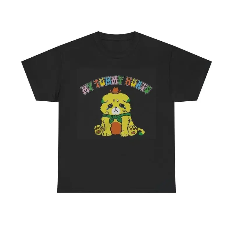 My Tummy Hurts T Shirt Bear Rainbow Cute Graphic Funny Heavy Cotton