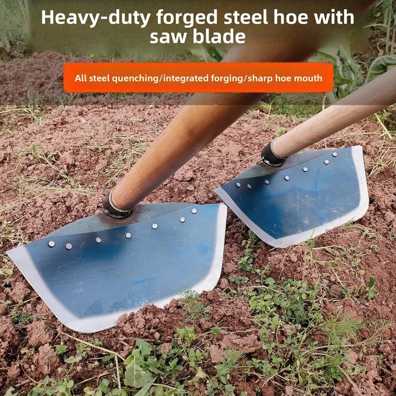 All Steel Forged Hoe Shovel Multifunctional Garden Digging Shoots Weeding Soil Cultivation Farm Land R