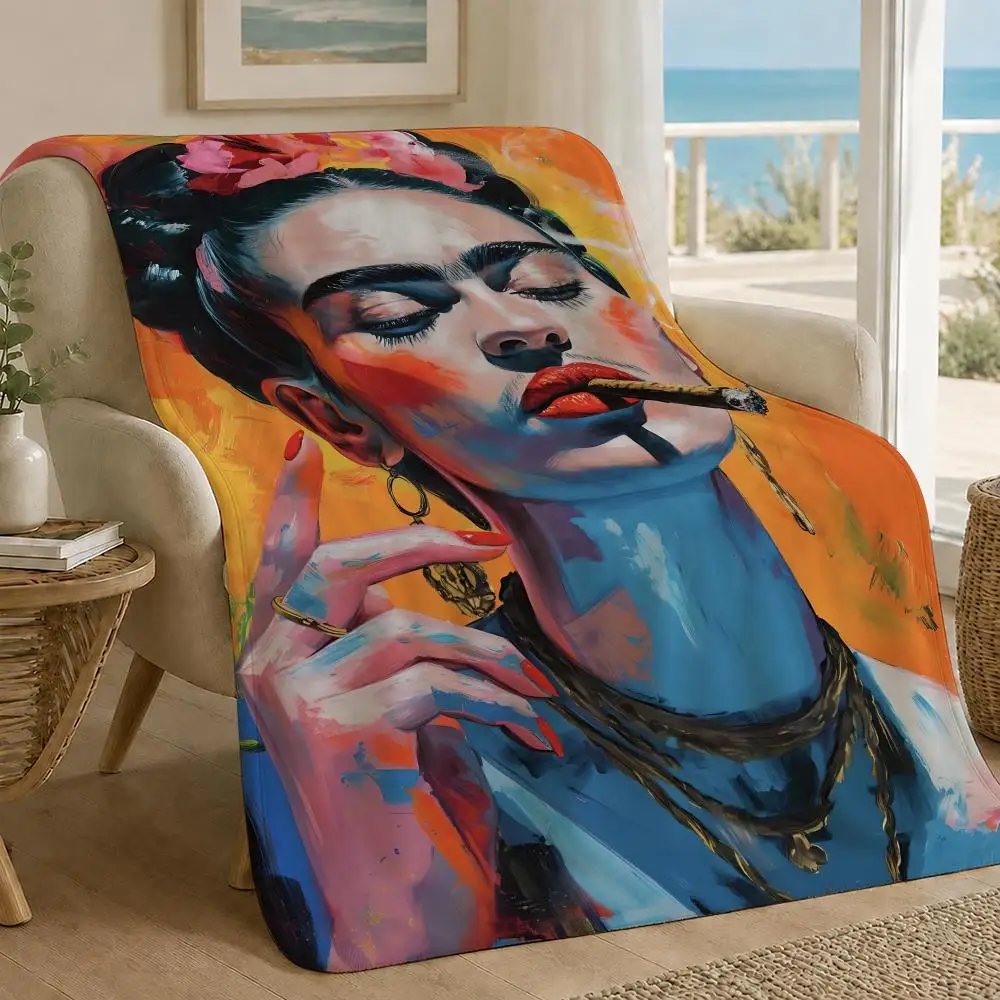Artist F-Frida Kahlo Iconic Mexican Surrealist Throw 320g Soft Flannel Fleece Throw Blanket Cover Sofa Bed Dorm Nap Gift - view 5