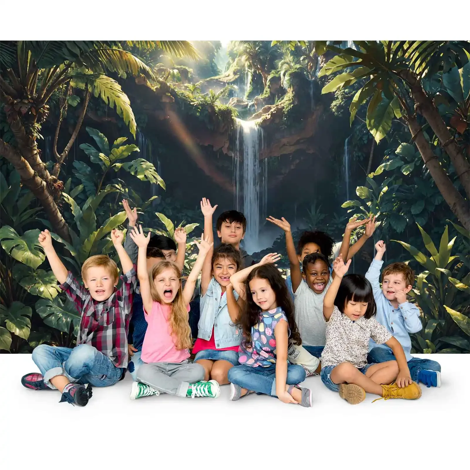 Fondos de fotografía de cascada de verano, decoraciones tropicales personalizadas para cabina de fotos de bebé, accesorios de estudio fotográfico