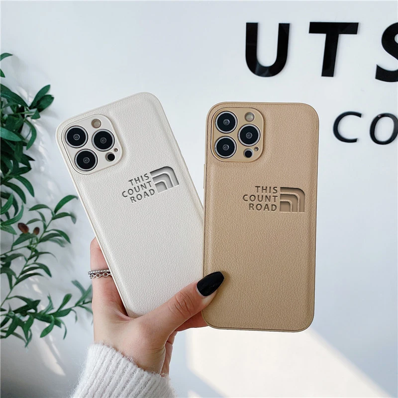 Luxury outdoor Simple Soft Case for iPhone Leather Phone Cover 15 14 13 12 11 Pro Mini 7 8 Se Plus Xr X  Max 3D Imprinting funda