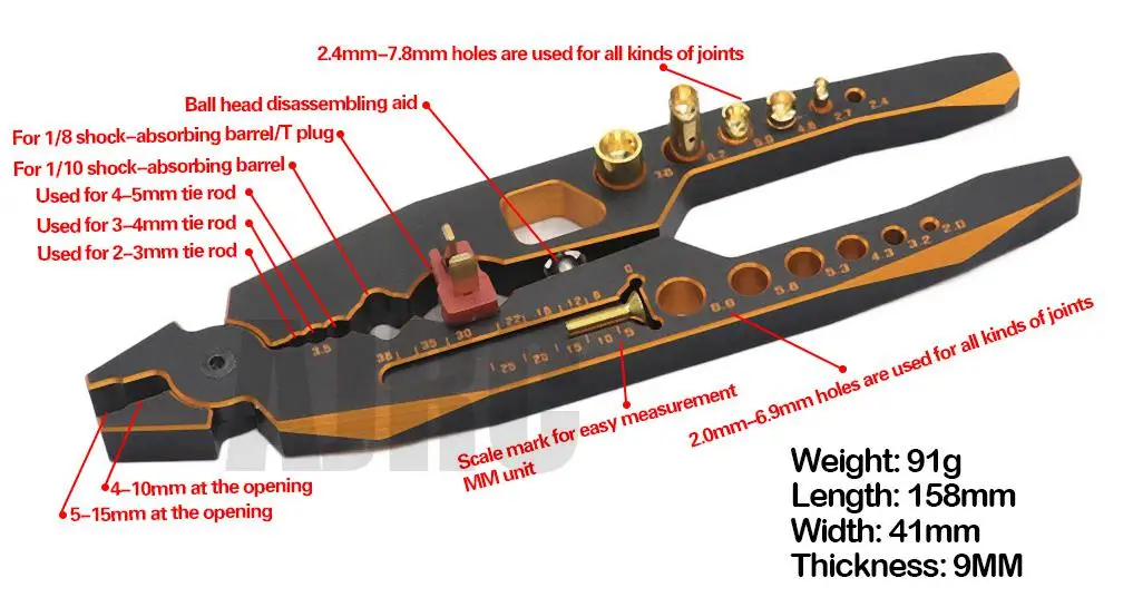 Metall Stoßdämpfer Ball Multifunktionale Zange Kopf Klemme Montieren Zerlegen Werkzeuge für 1/8 1/10 RC Modell Auto Ersatzteile