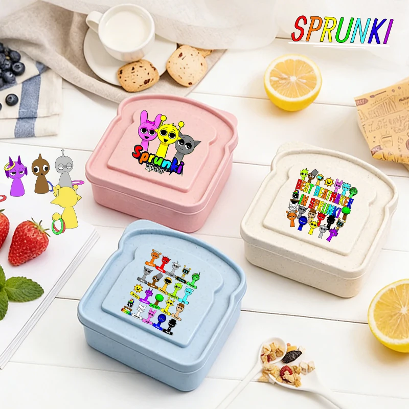 

Game Sprunkiy Lunch Toast Boxes Bread with Lid Organizer Kid Boy Student Cute Anime Picnic Bento Case Go Work Sandwich Container