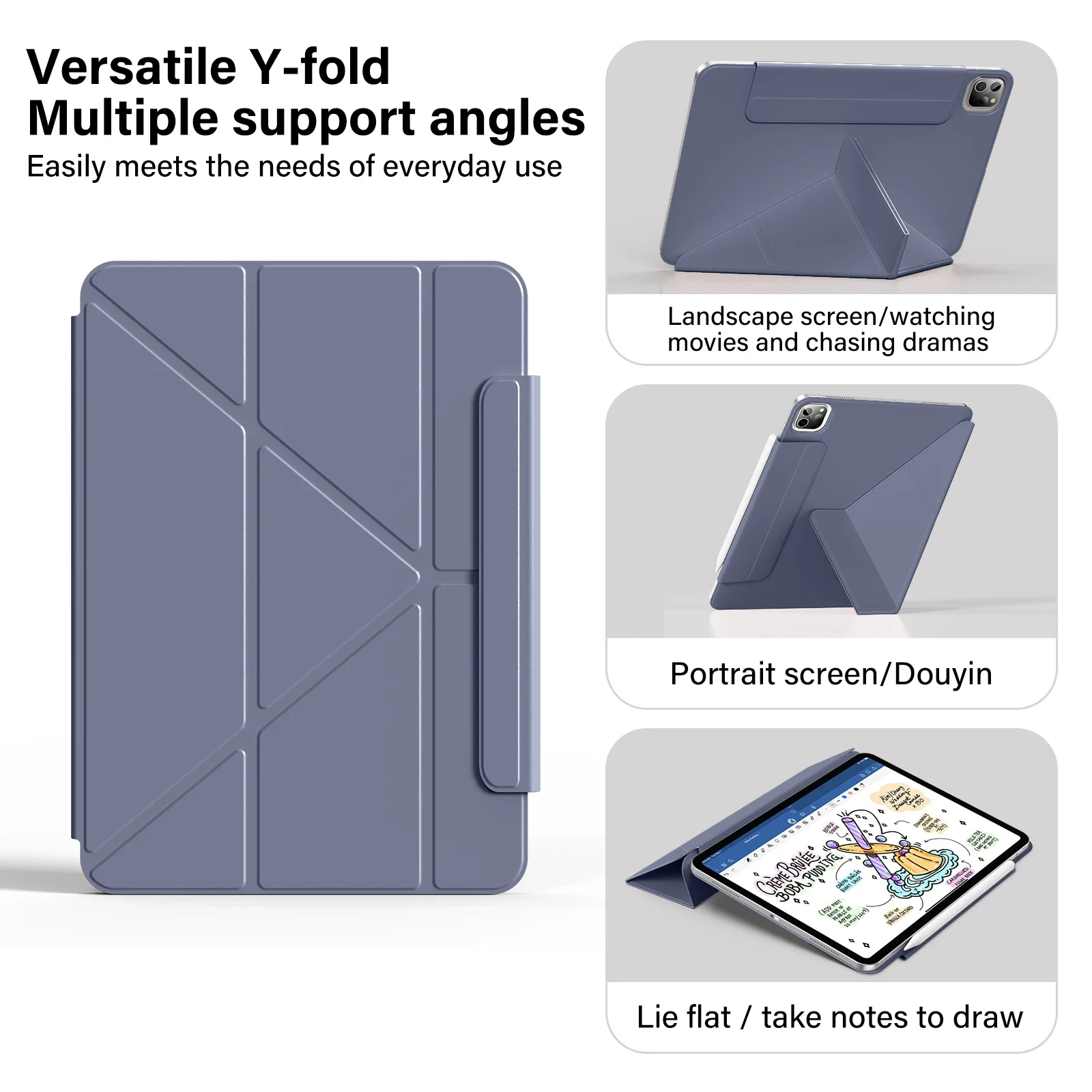 

Magnetic Detachable Y-Shaped Folding Cover Case for iPad Pro 11 13 inch,For iPad Pro 12.9 Air 11 Air 4 5 10.9 Magnetic Case