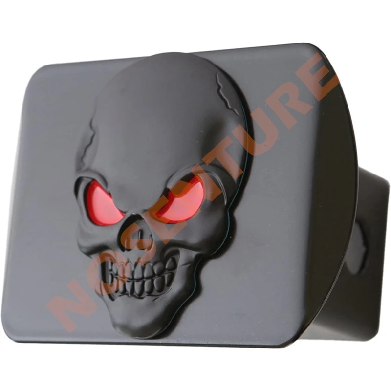 Trailer Hitch Tube Cover Plug Cap Metal Skull 3D Emblem Hitch Cover Fits 2