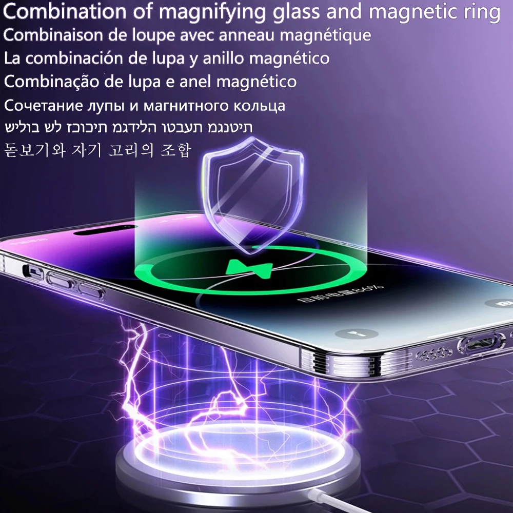 Original Cyberpunk Plating Cover For Apple Magsafe Case Iphone 15 14 Plus 11 12 13 Pro Max 4K Camera Film Magnetism Circuit Text