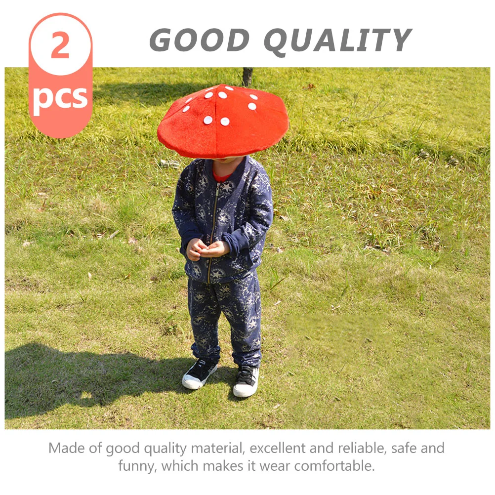 2 pçs boina de cogumelo bonito kawaii gorro chapéu boné festa traje acessório dos desenhos animados pelúcia novidade vermelho