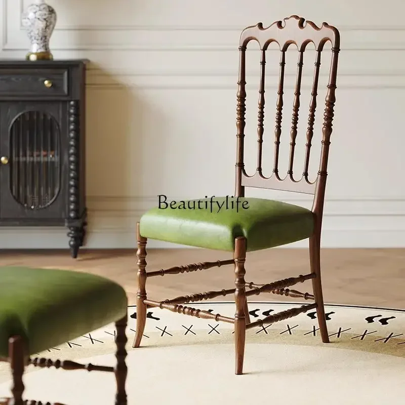 

88..American simple solid wood dining chair medium and ancient style high-end soft bag back chair