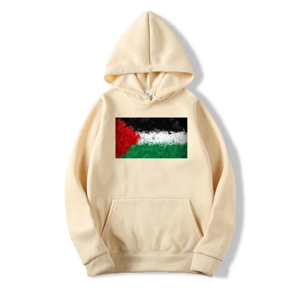 Fashion Autumn 2021 Men Hoodie State Of Palestine Flag Sweatshirts Comfortable Soft Hooded Simple Fleece Casual Male Sweatshirt