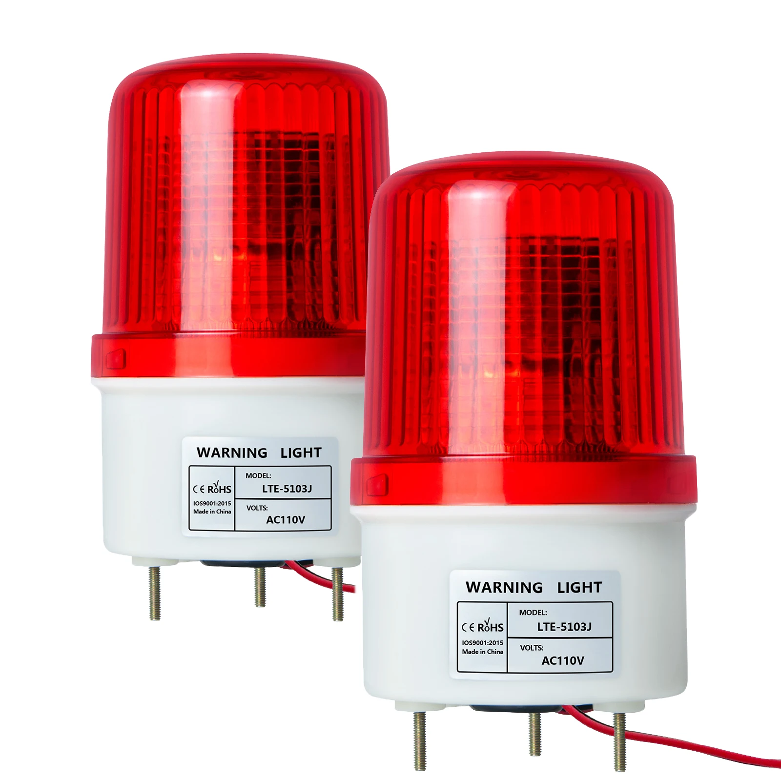 Pouvez-vous rophare industriel à LED rouge de haute qualité, lampe d'avertissement clignotante d'urgence avec buzzer, sirène 90dB, 2 pièces