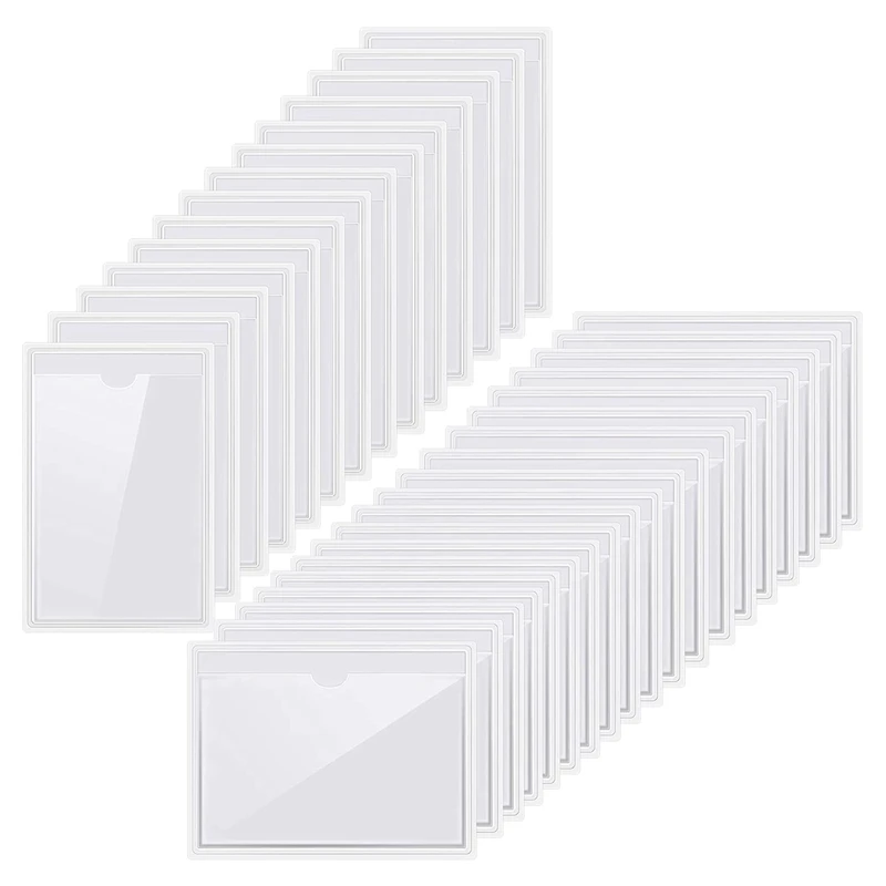 

40PCS Index Card Holder, 2 Size Transparent Label Holders Are Suitable For Index Card Sorting, Book Card Pocket