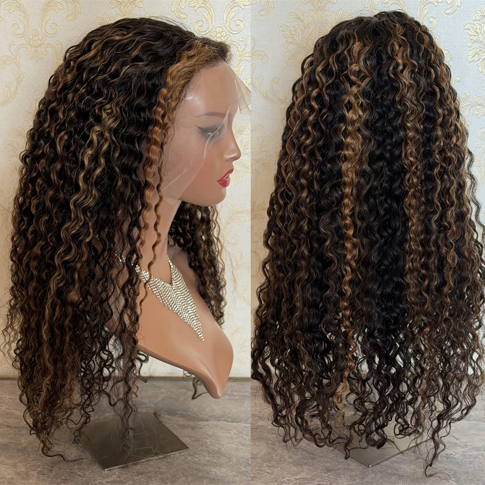 Highlight 13x6 Lace Front Wig Human Hair 1B/30 Black And Brown Deep Curly Wigs Glueless Wigs Human Hair HD Lace Frontal Wig