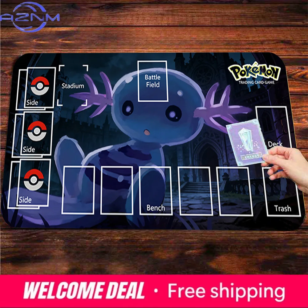 Tapete de Jogo Antiderrapante Fofo Wooper Pokémon TCG para Campo de Batalha e Mouse Pad de Mesa para Jogo de Cartas Colecionáveis