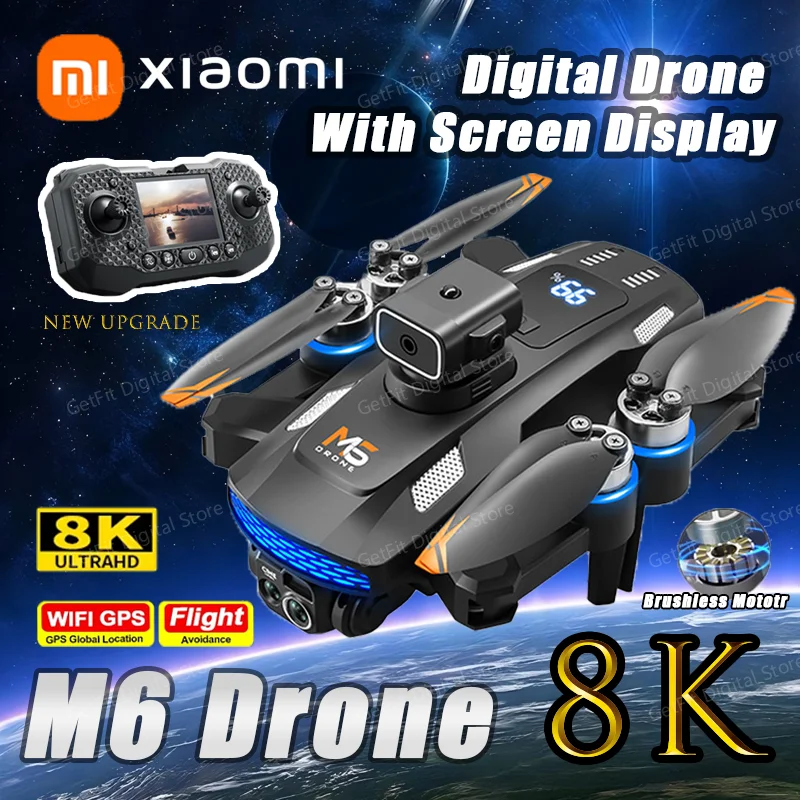 Xiaomi M6 Drone 8K Professional HD Camera Drones 5G Wifi Fpv Video 4k Uav With Screen Remote Control Rc Quadcopter Drone New