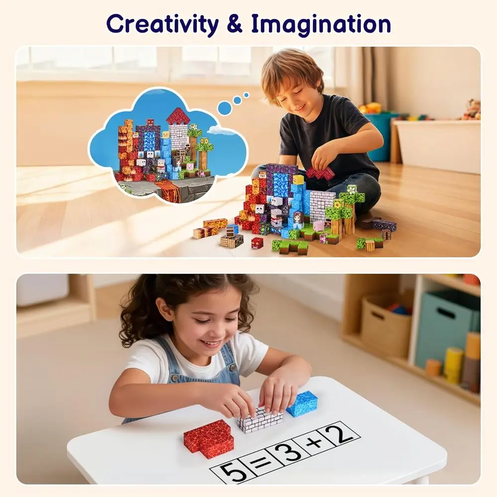 STEM 200-Piece Magnetic Building Blocks Set for Kids, Ideal for Ages 3-12, Great for Birthdays - Forest Theme