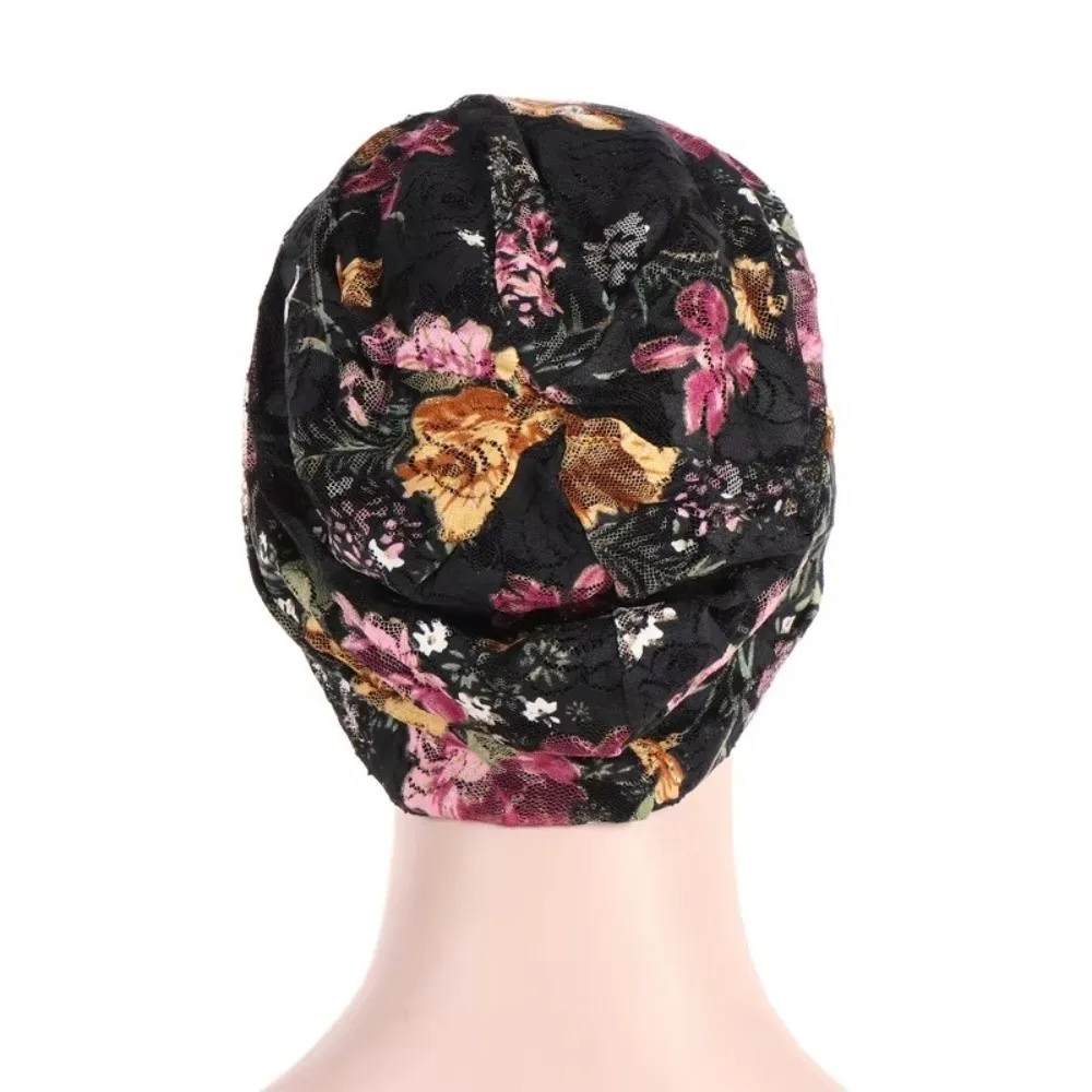 Headwear Hats Floral Pattern Floral Lace Beanie Comfortable Breathable Chemo Cap Soft Stretch Slouchy Turban Fashion Accessory