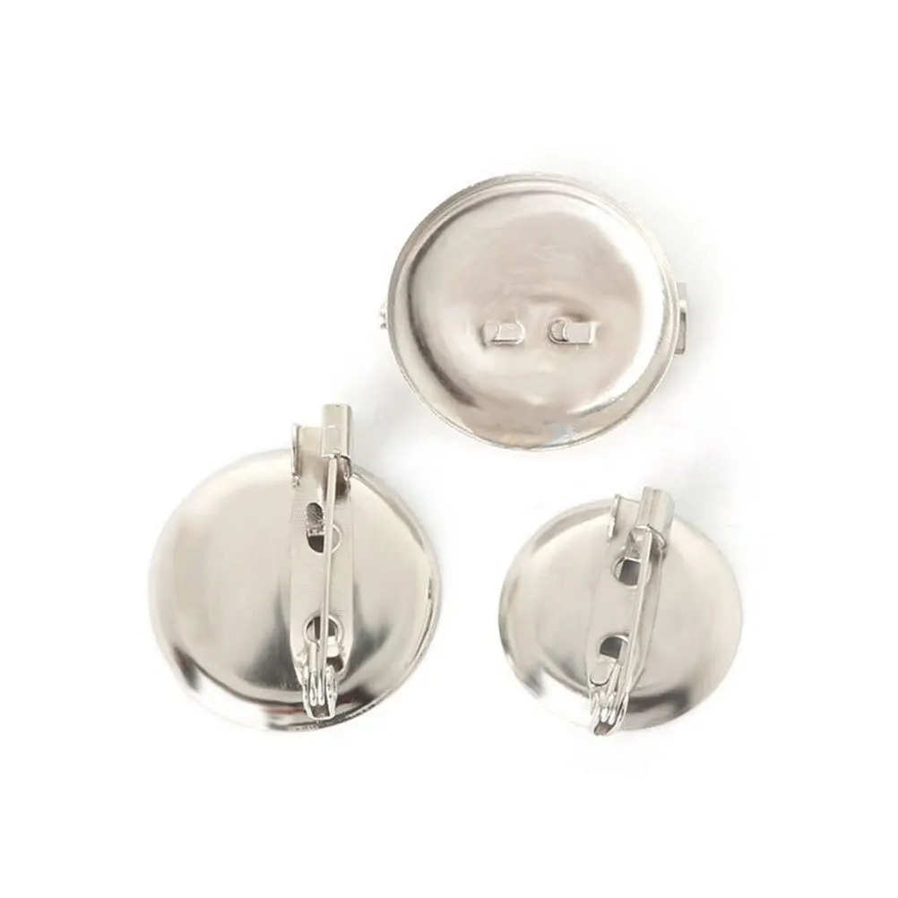 

100 pcs 2.5Cm Diy Alloy Brooch Bases Stainless Steel Round Badge Pins Time Glass Patch For Costume Decor Jewelry Accessory Gift