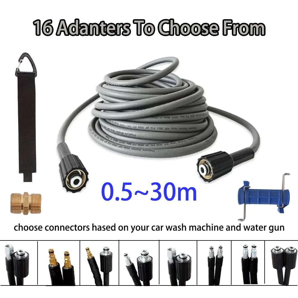 

16 adapter ultra flexible high-pressure cleaning hose car wash hose suitable for Karcher Lavor extended hose rope car wash tool