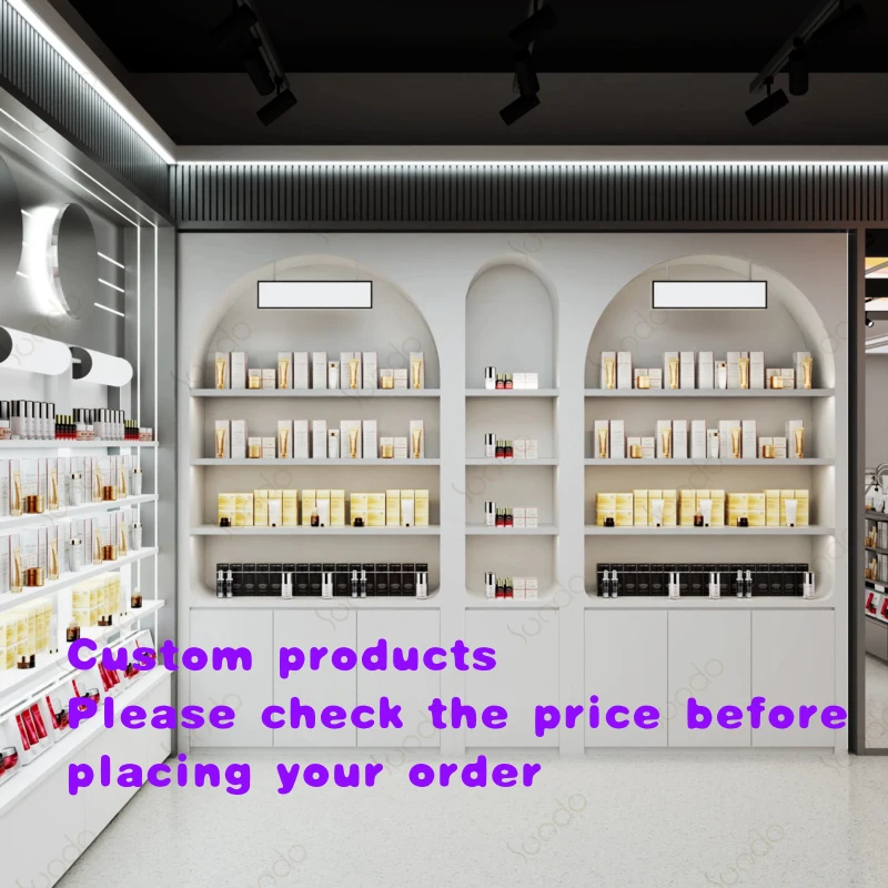 custom.High Quality SUNDO Perfume & Cosmetic Display Cabinet MDF White/Customized Color Makeup & Shopping Mall Wall St