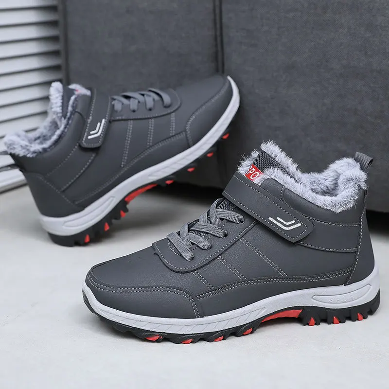 

Men's winter snow boots, warm and thickened leather soft-soled outdoor comfortable cotton boots