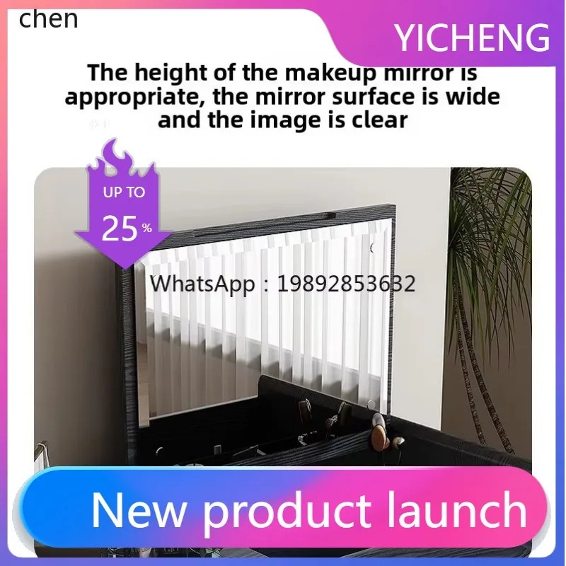 

Retro Solid Wood Dressing Table Desk Flip Cover Small Apartment Integrated Makeup Table