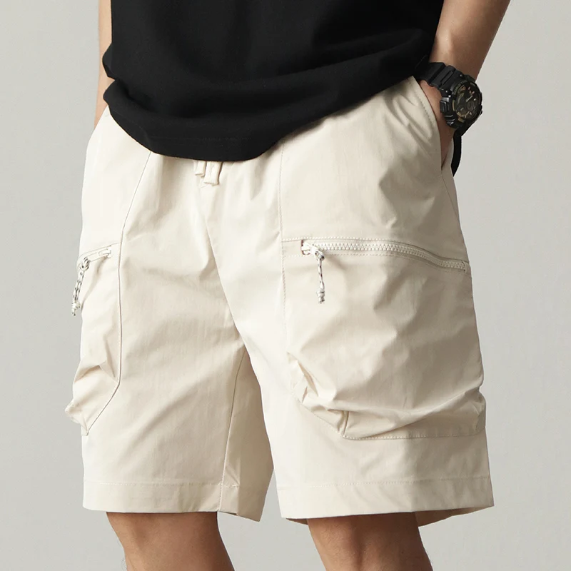 

Summer New American Retro Outdoor Cargo Shorts Men's Fashion Simple Washed Loose Drawstring Multi-pocket Casual 5-point Pants