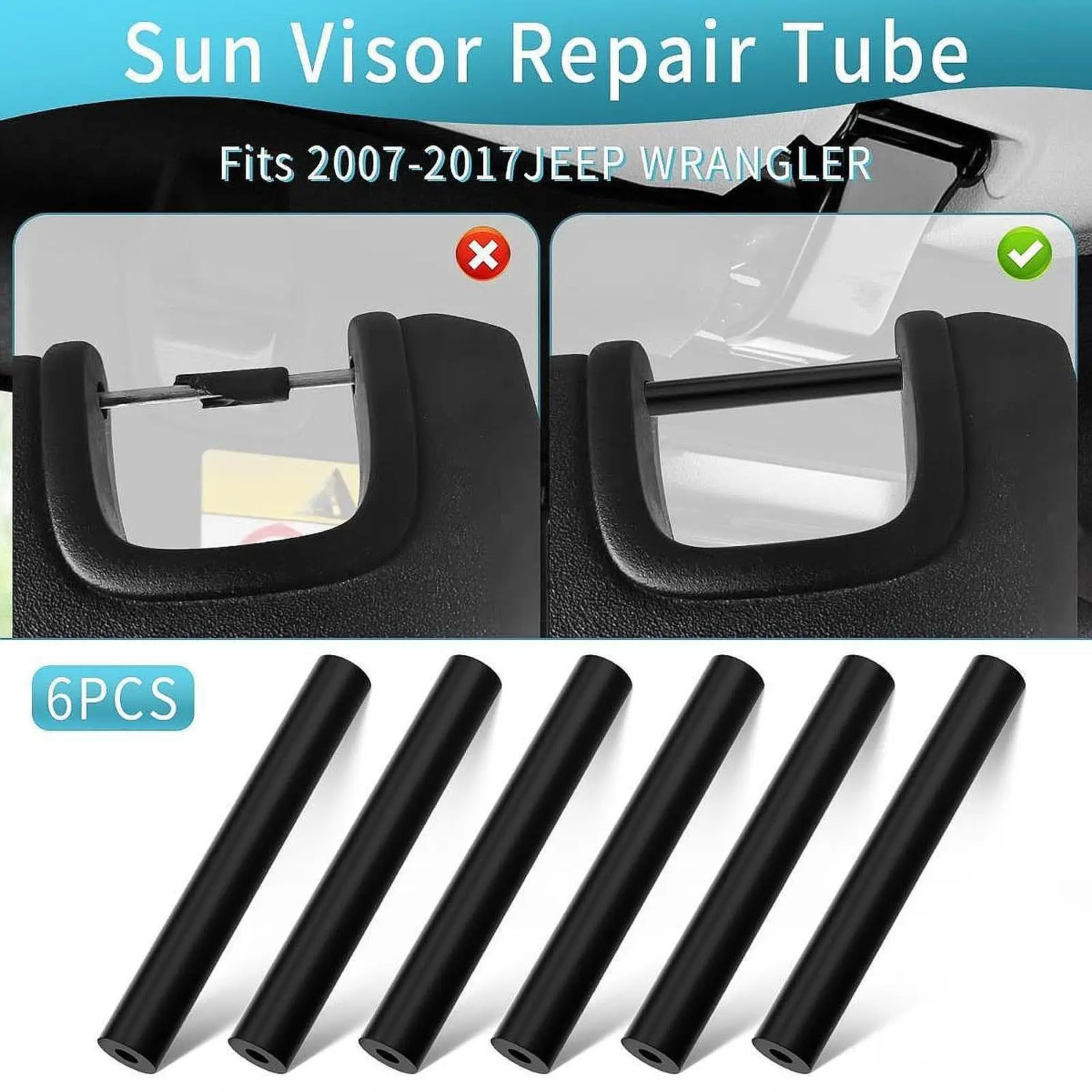 6x طقم تصليح حاجب الشمس للسيارة سهل التركيب يستبدل مباشرة ملحقات عالية الأداء لسيارة جيب رانجلر JK Jku 2007-2017