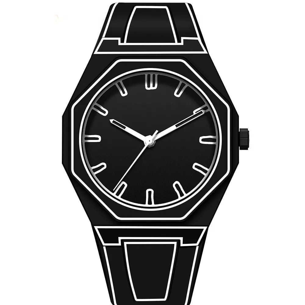 Luxe merk plastic deeltjesband quartz horloge voor herenmode, zakelijk, waterdicht horloge kan worden aangepast merk