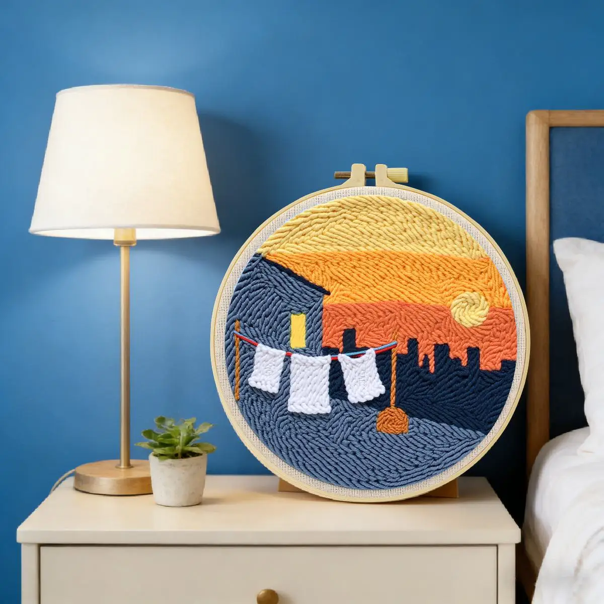 20X20CM/7,87 Zoll Sunset Punch Needle Stickerei-Set, Stickerei-Kit, Gestrickte Stickerei, DIY Handgemachtes Geschenk, Nadelkunst – Detail 6