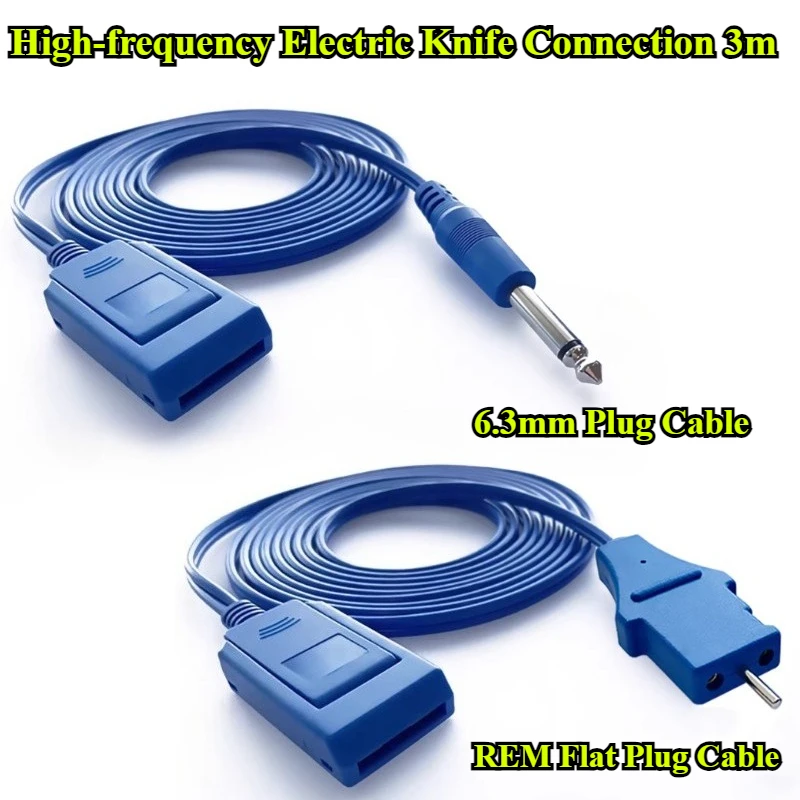 

High-frequency Lip Knife Electrode Piece Neutral Electrode Plate Cable 3m REM Flat Plug Electric Knife Negative Plate Connection