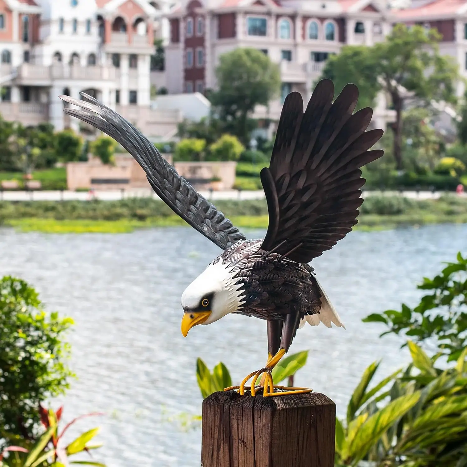 

Metal Bald Eagle Large Outdoor Statues Garden Decor Sculptures Statues Outdoor Majestic America Eagle Bird Decor for Pat