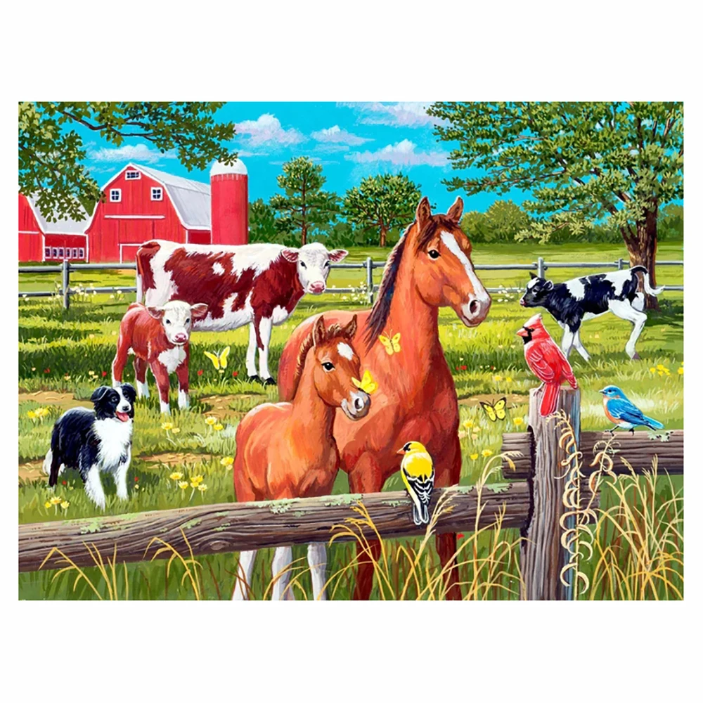 Diamond painting horse farm diy handmade point drilling full diamond inlaid embroidery craft painting decoration