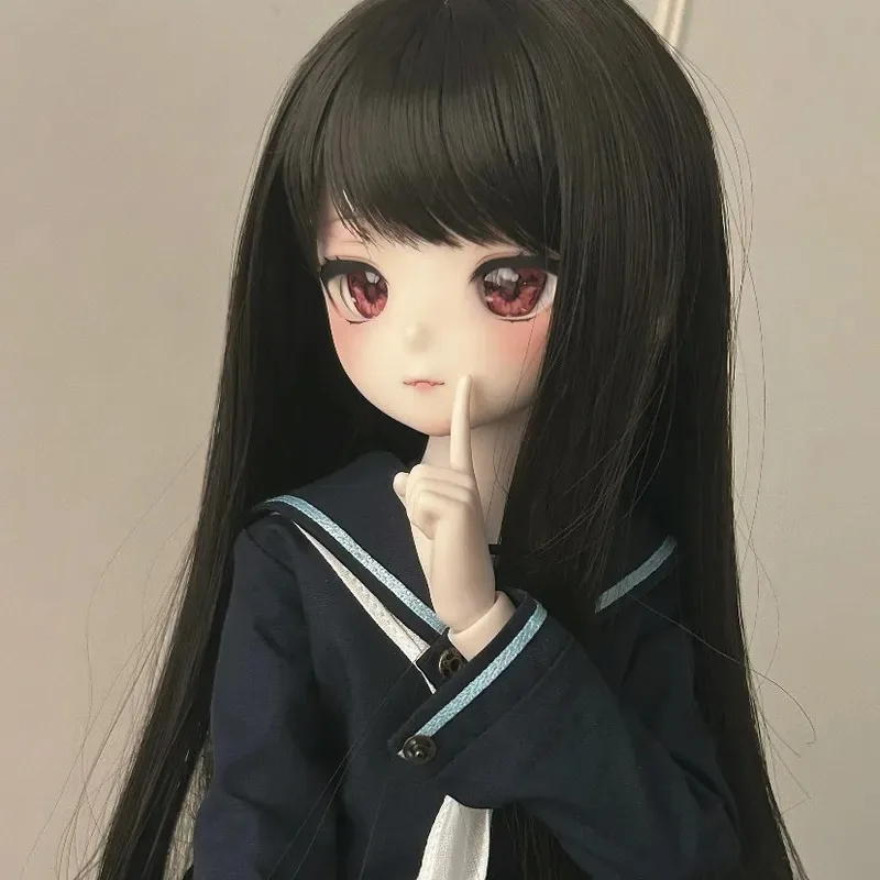 BJD doll wigs for 1/3 1/4 1/6 size bangs black long straight hair doll accessories
