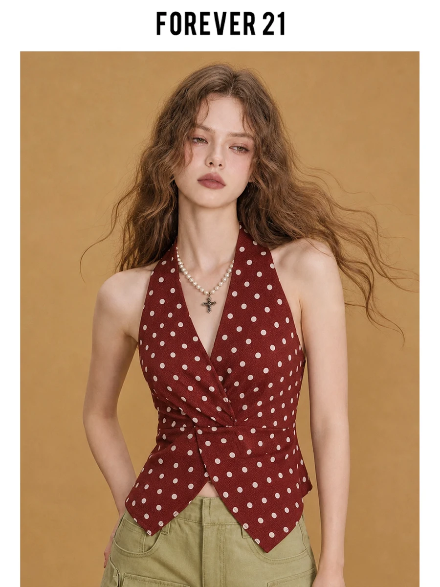 Top sin mangas de moda para mujer Forever 21 Premium con cuello en V, tirantes colgantes, cintura retorcida y efecto adelgazante, chaleco para mujer