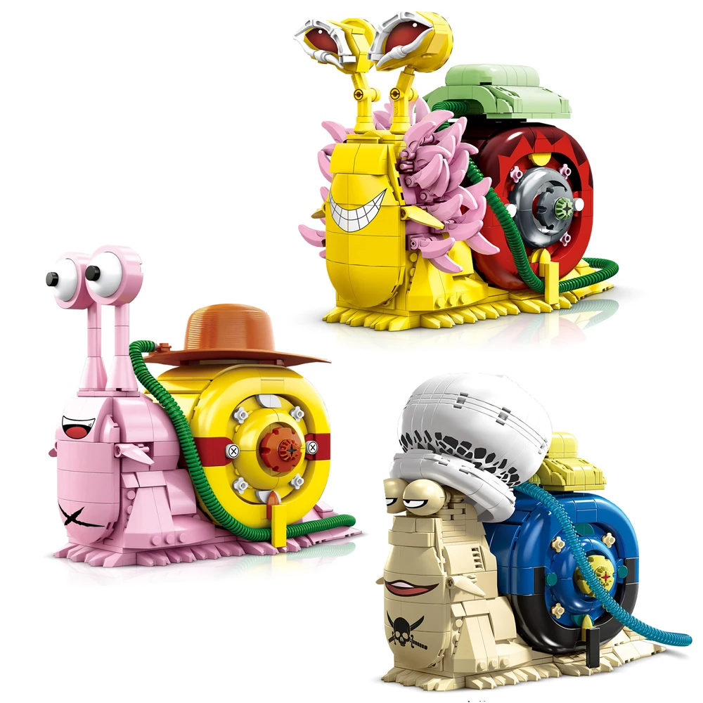IN STOCK MOC Creativity Popular Anime Den Den Mushi Building Blocks Assembling Snails Bricks Toys for Children Birthday Gift Set