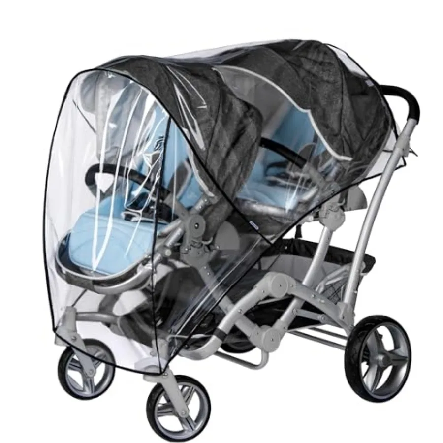 

bemece Double Stroller Rain Cover, Weather Shield Double Stroller for Front and Rear Seats Twin Stroller, Baby Outdoor Activiti