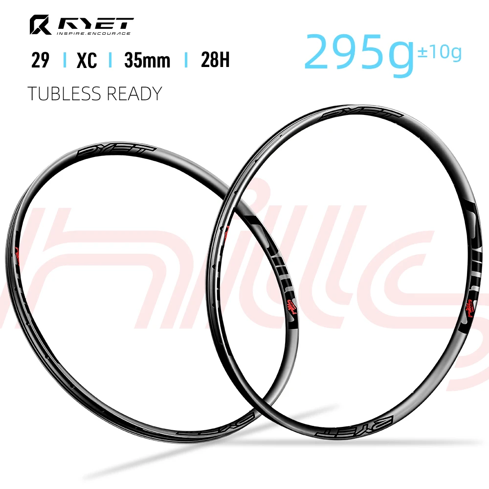 

RYET Super light Carbon MTB Rims 295g 35mm Width 28H XC Mountain Bike 29er Bicycle Wheelset Cycling Rimset Bike Accessories