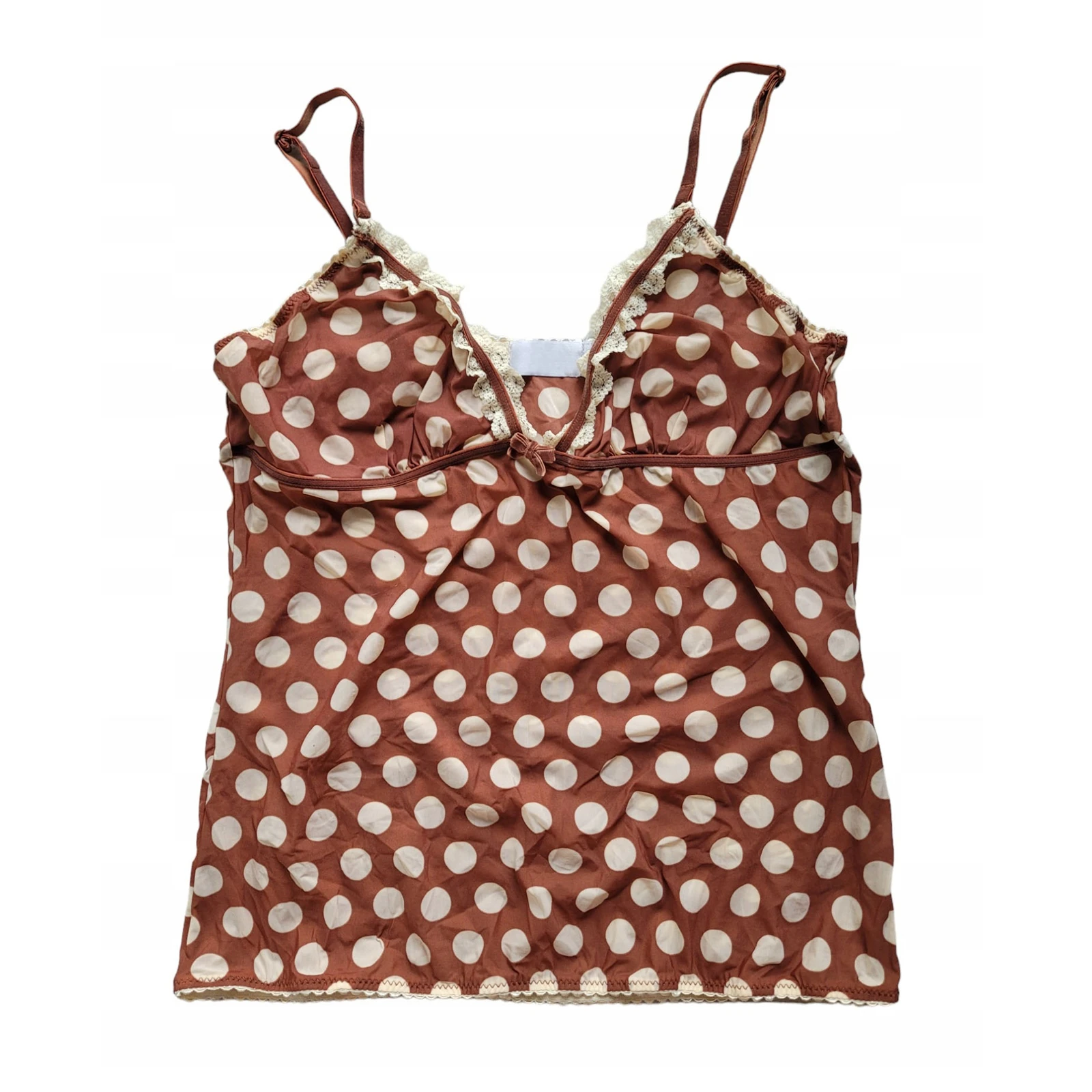 Womens Y2k Stay Cool and Stylish with Our Light Brown Polka Dot Lace Tank Tops Perfect for Summer Camis